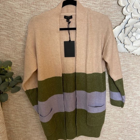 [Goldray] Chunky Knit DusterColor Block Cardigan NWT - Picture 3 of 9